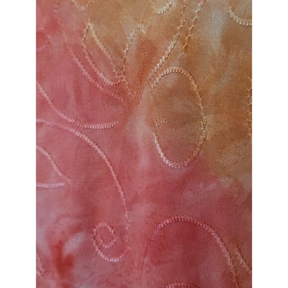 New Directions Blouse Womens S Coral Abstract Pleated Roll Tab Sleeve Asymmetric - Picture 8 of 9